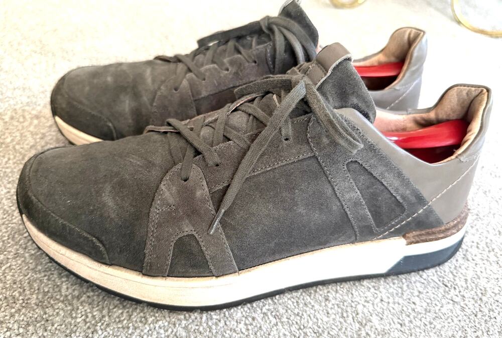 Naot Men's Magnify Sneaker Oily Midnite Suede Fog Gray Lace Up Sz EU 46 / US 12